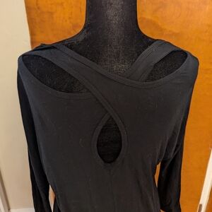 T Party black 3/4 sleeve with peekaboo back  M